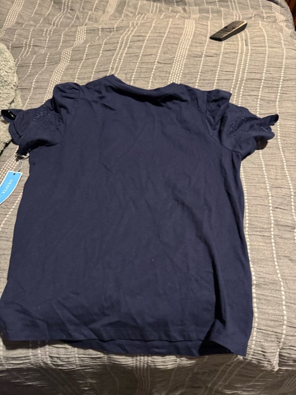 Draper James Navy Eyelet Sleeve Tee - Picture 4 of 4